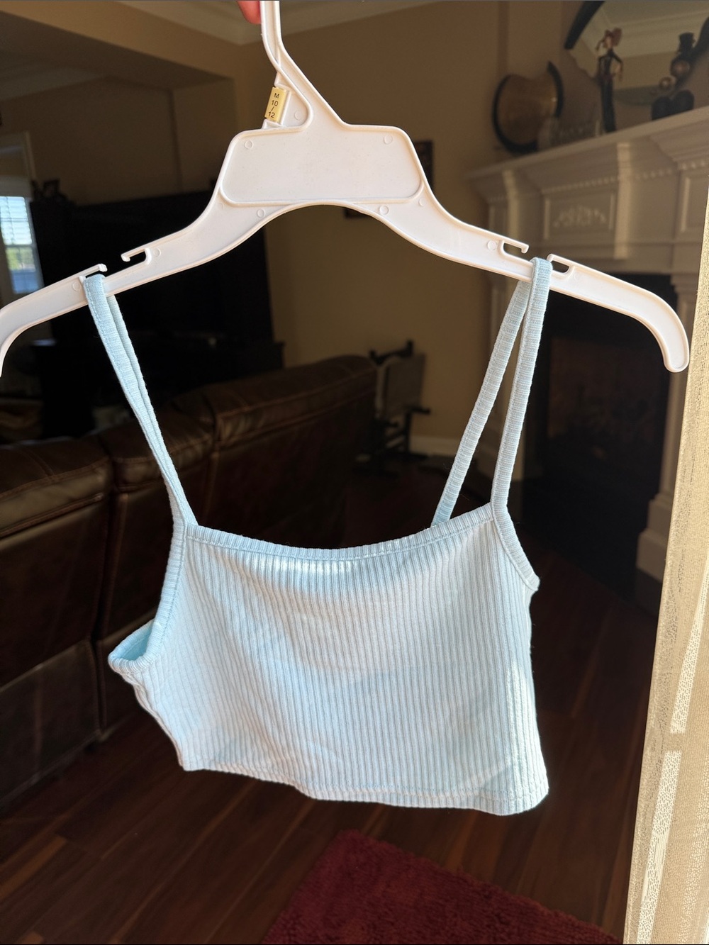 Divided Light Blue Ribbed Crop Cami